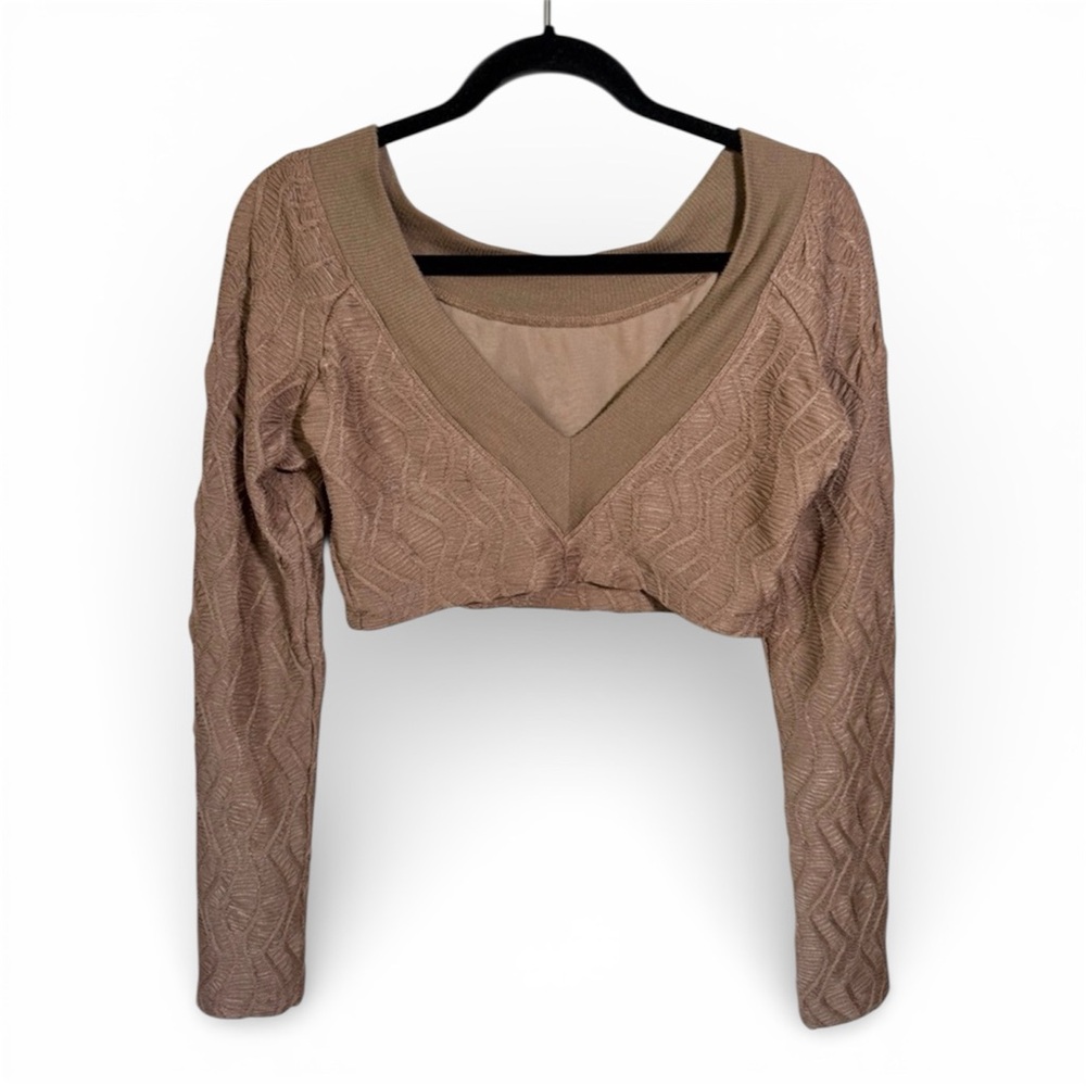 Free People Oakley Crop Textured Brown Cappuccino Women's Size Medium M Stretch